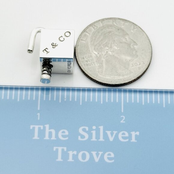 Tiffany 1837 Cube Box Square Padlock Lock Charm Pendant in Sterling Silver - Picture 6 of 7